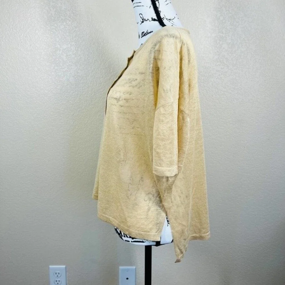 Skull Cashmere Tan top Women Lagenlook 100% Linen Penelope Henley Top size XS